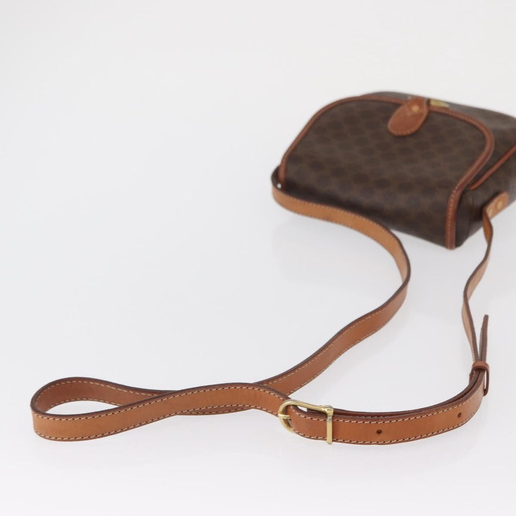 Celine Vintage Macadam Shoulder Bag Canvas And Leather Brown Canvas Shoulder Bag Bag