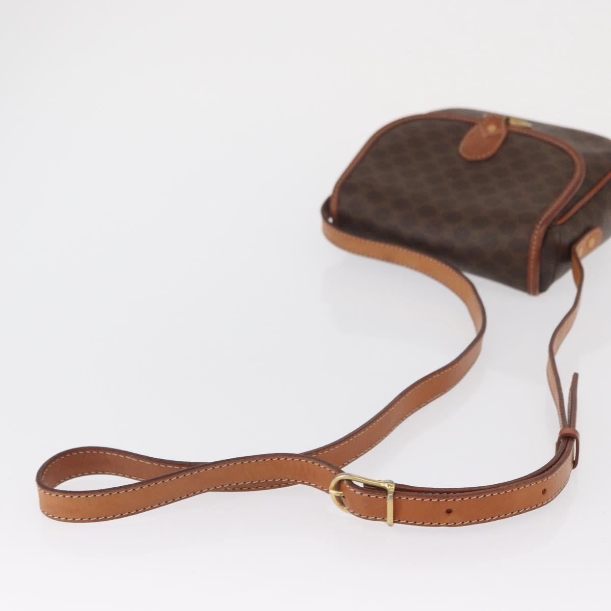 Celine Vintage Macadam Shoulder Bag Canvas And Leather Brown Canvas Shoulder Bag Bag