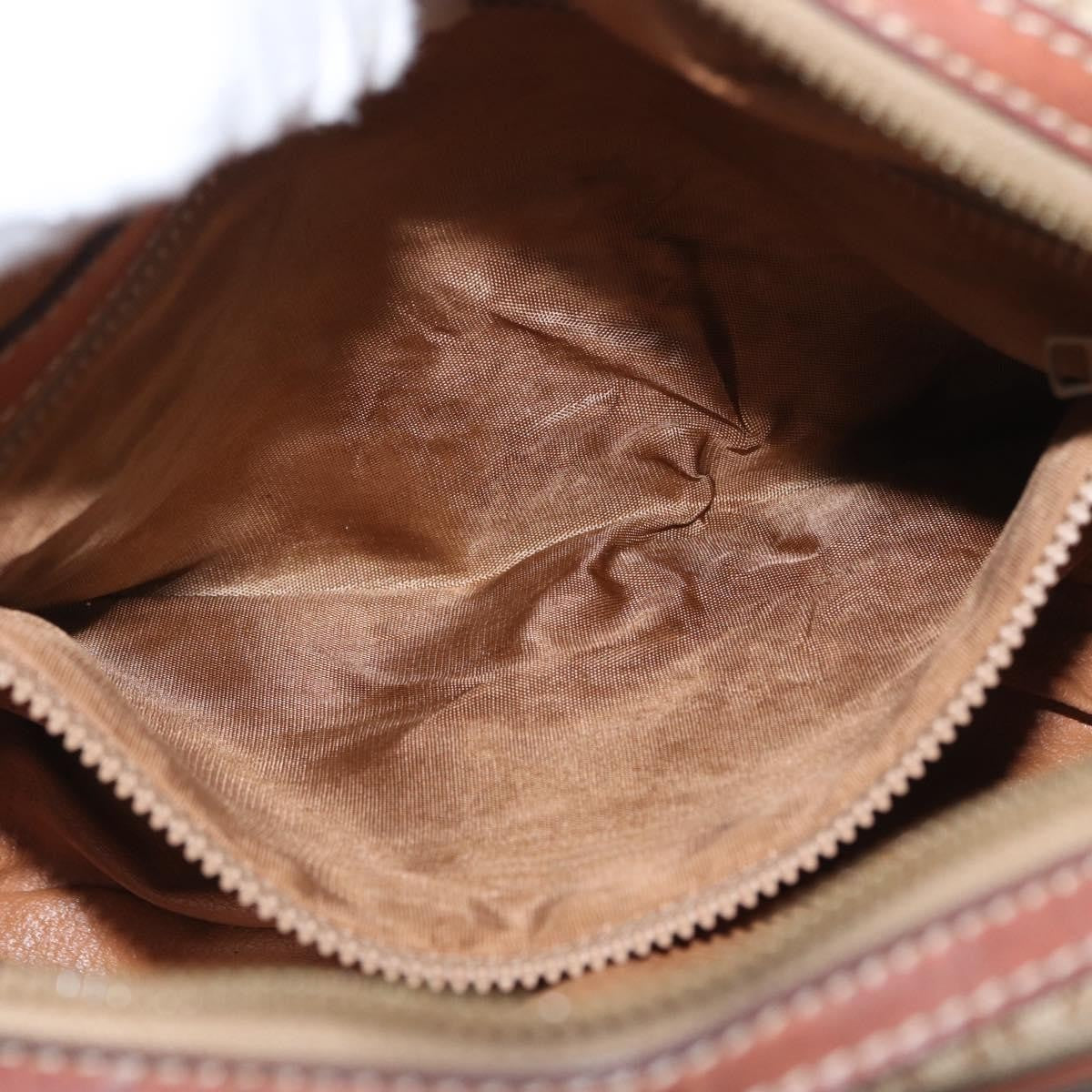 Celine Vintage Macadam Shoulder Bag Canvas And Leather Beige Canvas Shoulder Bag Bag