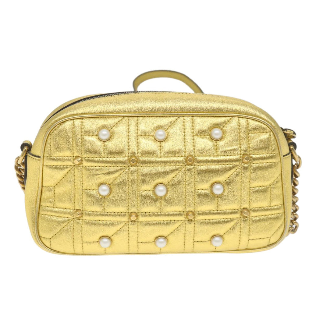 Gucci Gg Marmont Shoulder Bag Leather Gold Leather Shoulder Bag Bag (Pre-Owned)