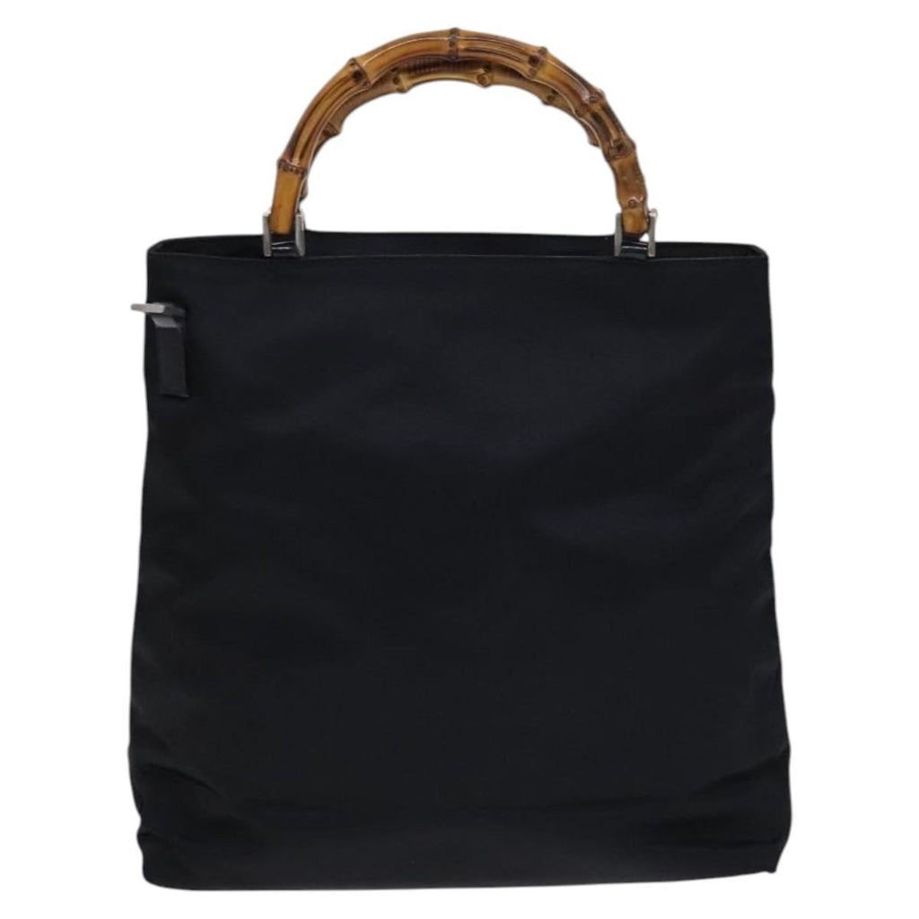 Gucci Vintage Bamboo Handle Bag Nylon Black Nylon Tote Bag Bag (Pre-Owned)