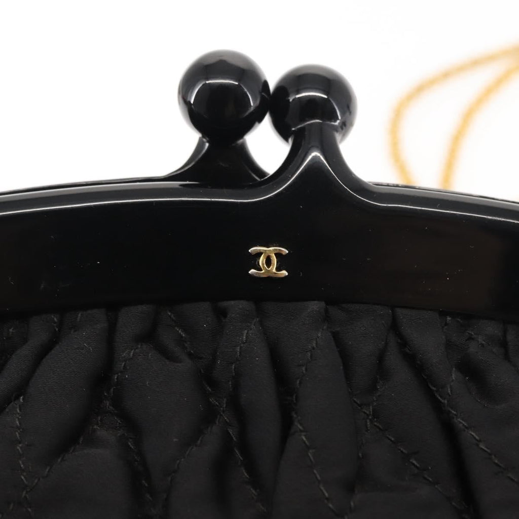 Chanel Chain Clutch Canvas And Leather Black Satin Shoulder Bag Bag