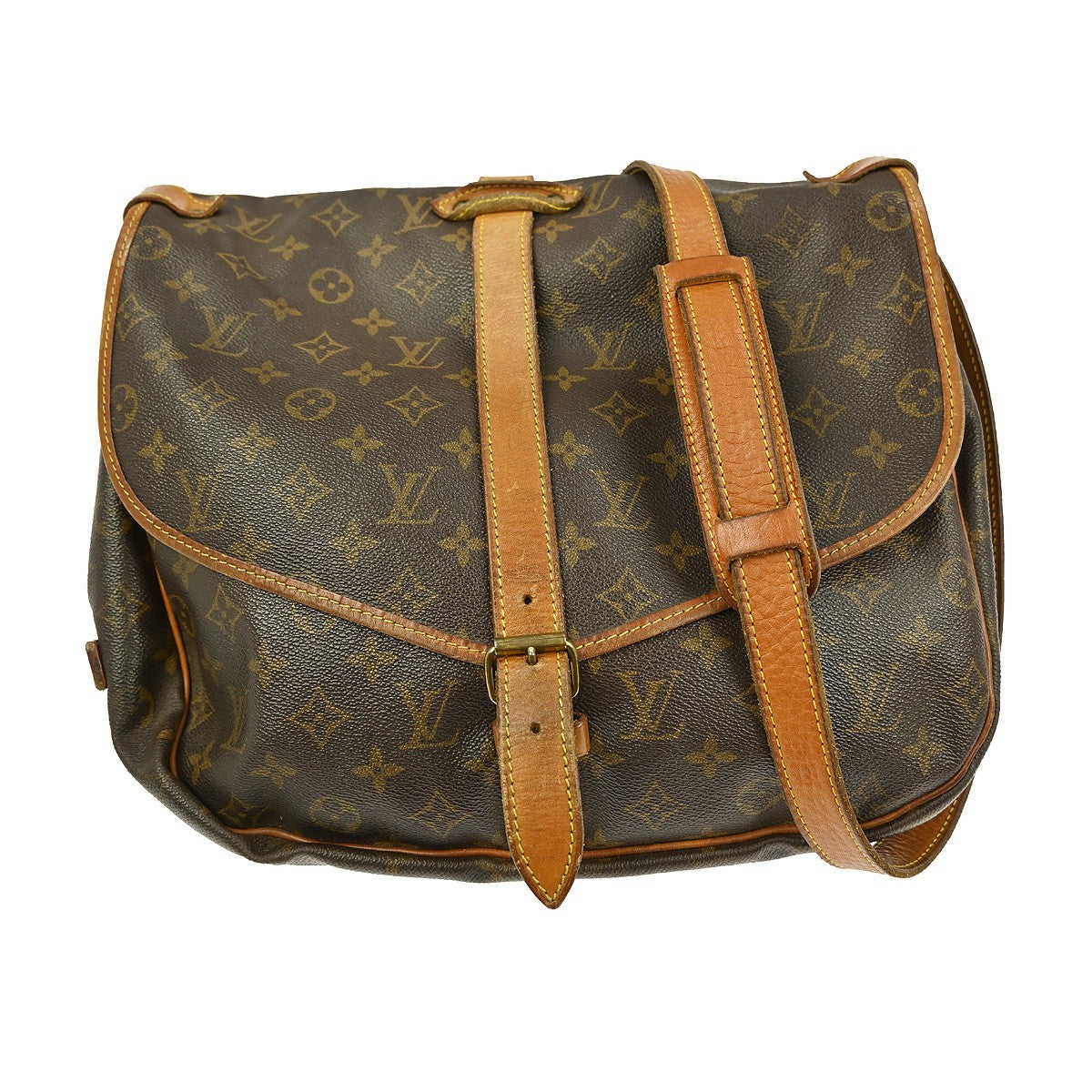 Louis Vuitton Saumur Handbag Monogram Canvas Brown Canvas Shoulder Bag