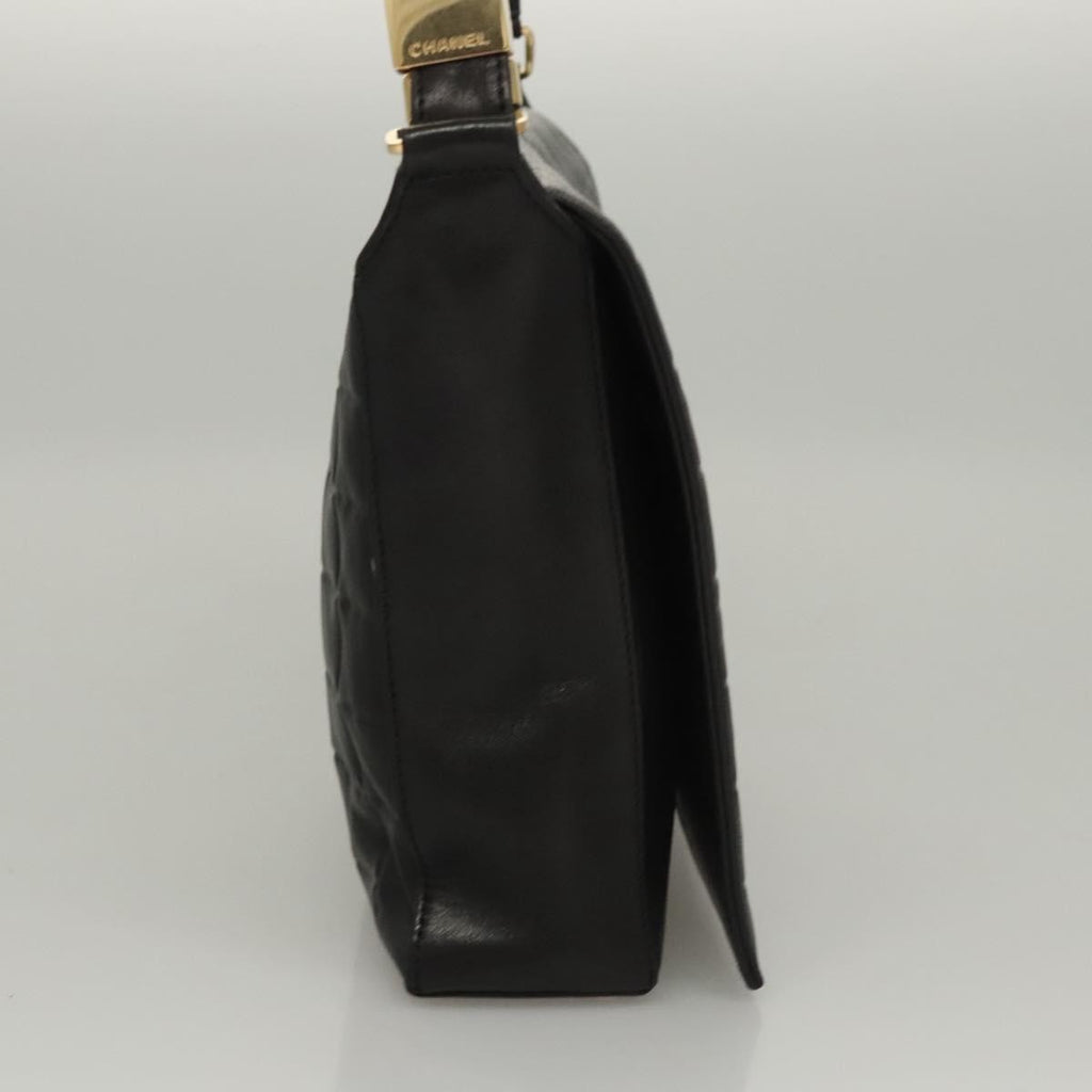 Chanel Chocolate Bar Cc Shoulder Bag Quilted Leather Black Leather Shoulder Bag Bag