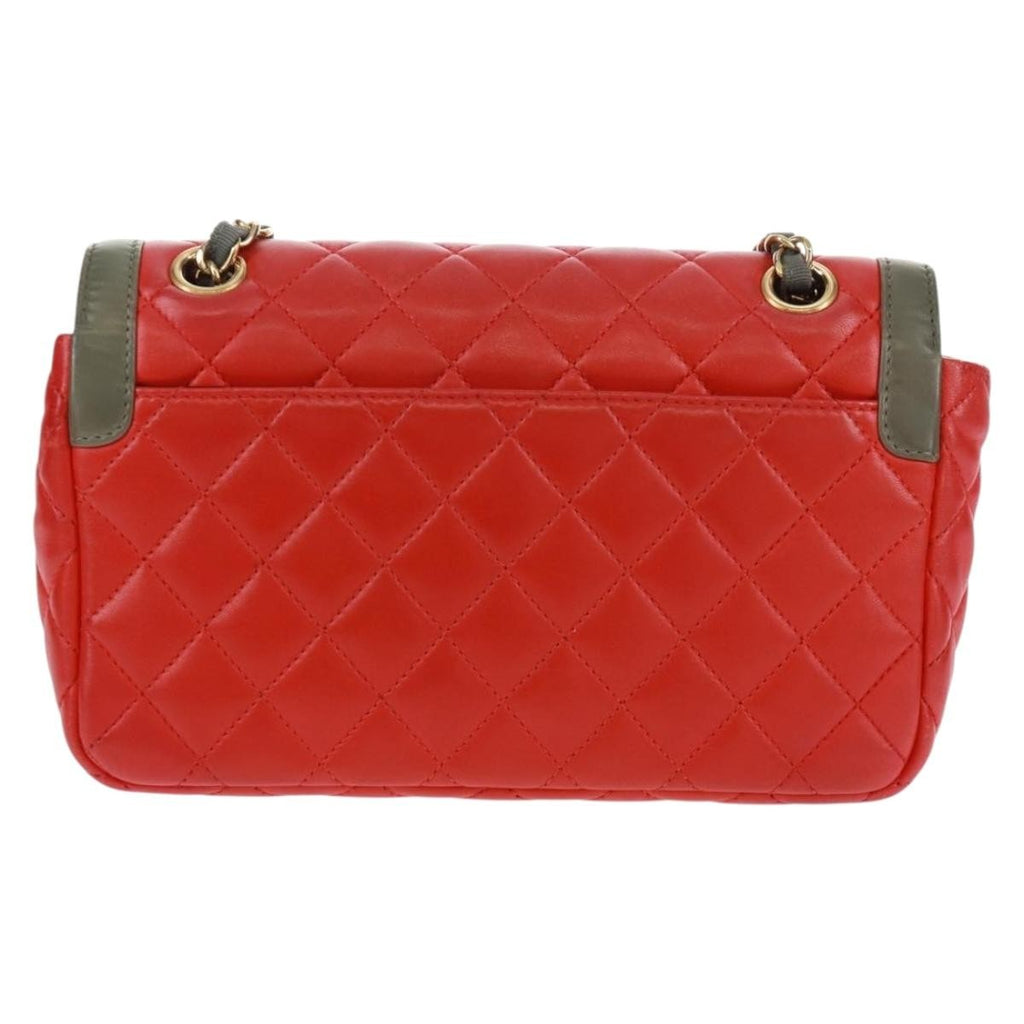 Chanel Two Tone Flap Bag Quilted Lambskin Red Leather Shoulder Bag Bag