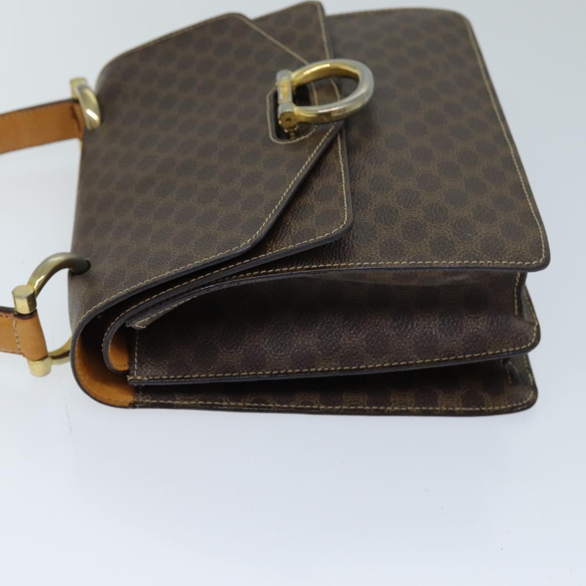 Celine Macadam Handbag Macadam With Leather Brown Canvas Handbag