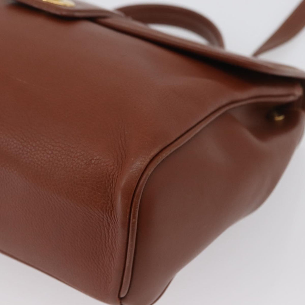 Gucci Vintage Handbag Leather Brown Leather Handbag (Pre-Owned)