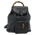 Gucci Vintage Bamboo Backpack Leather Black Leather Backpack Bag (Pre-Owned)