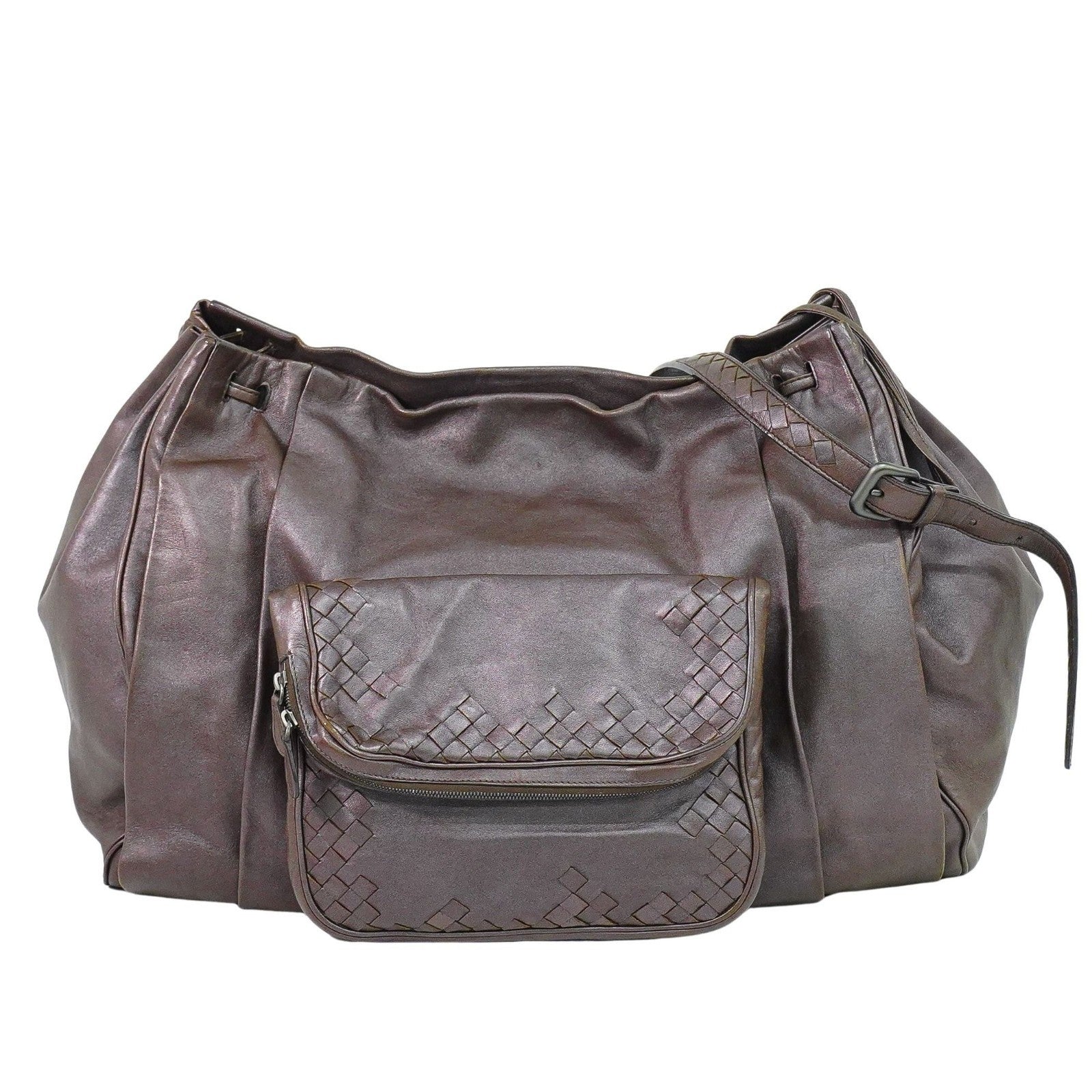 Bottega Veneta Intrecciato Shoulder Bag Leather Brown Leather Shoulder Bag Bag