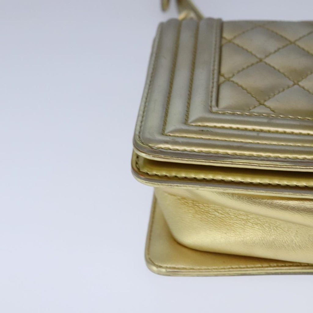 Chanel Boy Flap Bag Quilted Patent Gold Patent_Leather Shoulder Bag Bag