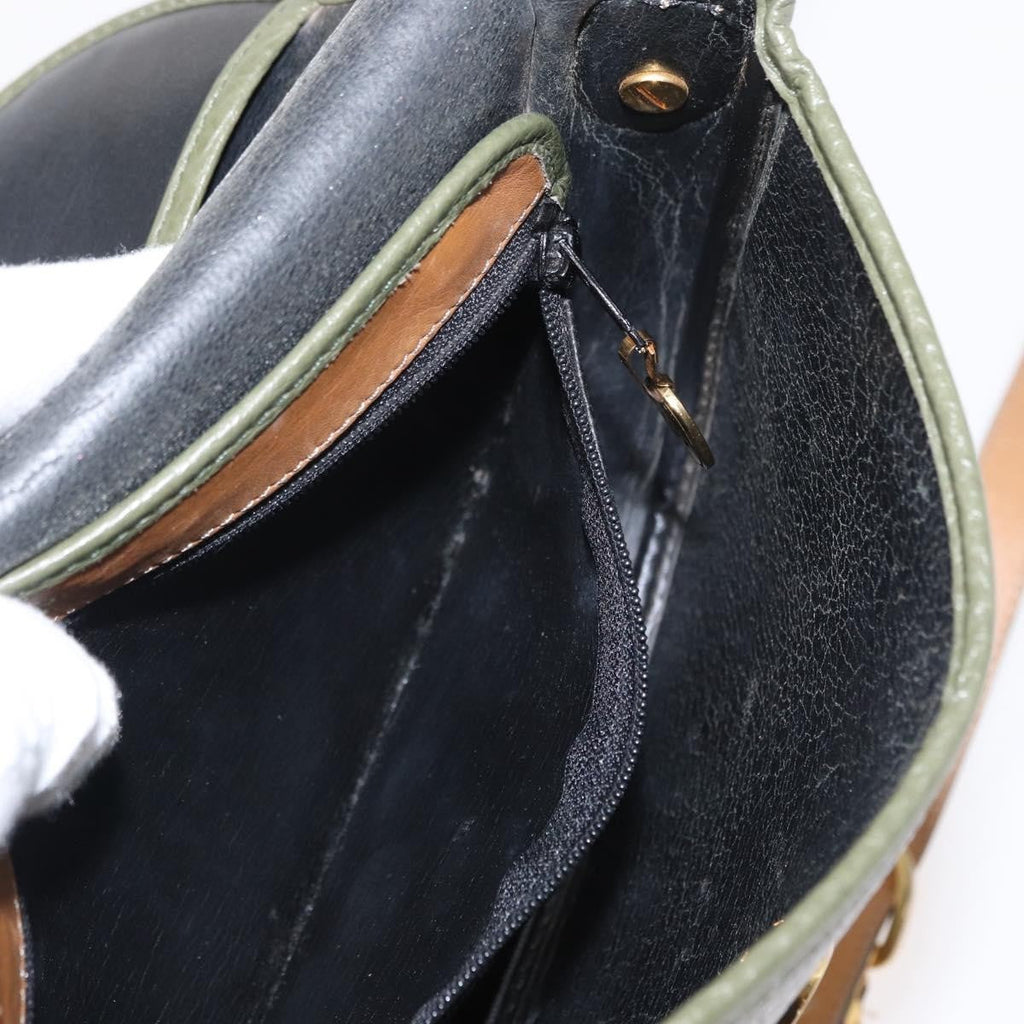 Christian Dior Vintage Shoulder Bag Leather Green Leather Shoulder Bag Bag (Pre-Owned)