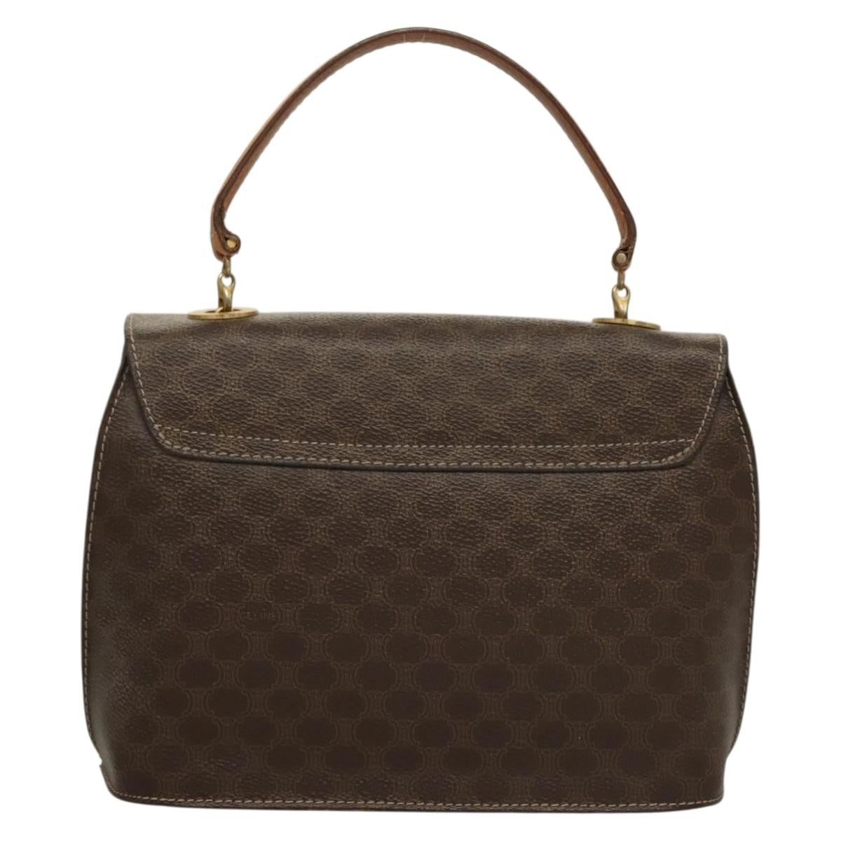 Celine Macadam Handbag Macadam With Leather Brown Canvas Handbag