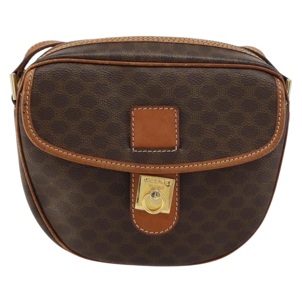 Celine Vintage Macadam Shoulder Bag Canvas And Leather Brown Canvas Shoulder Bag Bag