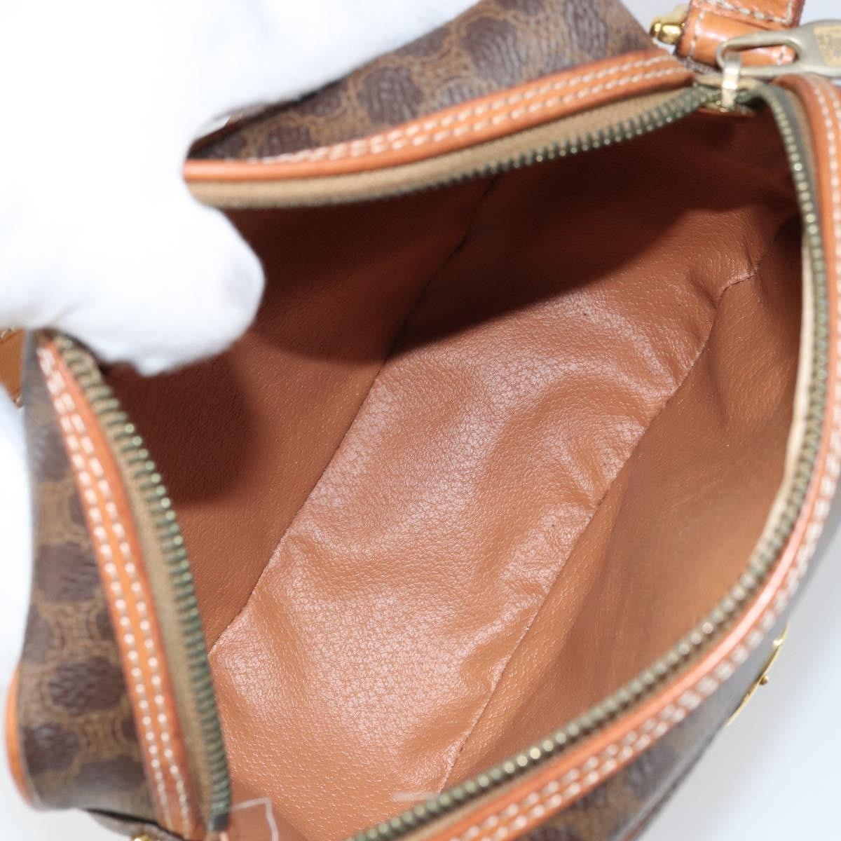 Celine Vintage Macadam Shoulder Bag Canvas And Leather Brown Canvas Shoulder Bag Bag