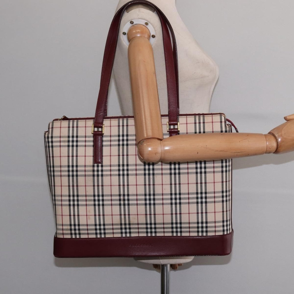 Burberry Nova Check Tote Canvas Check Pattern Beige Canvas Bag