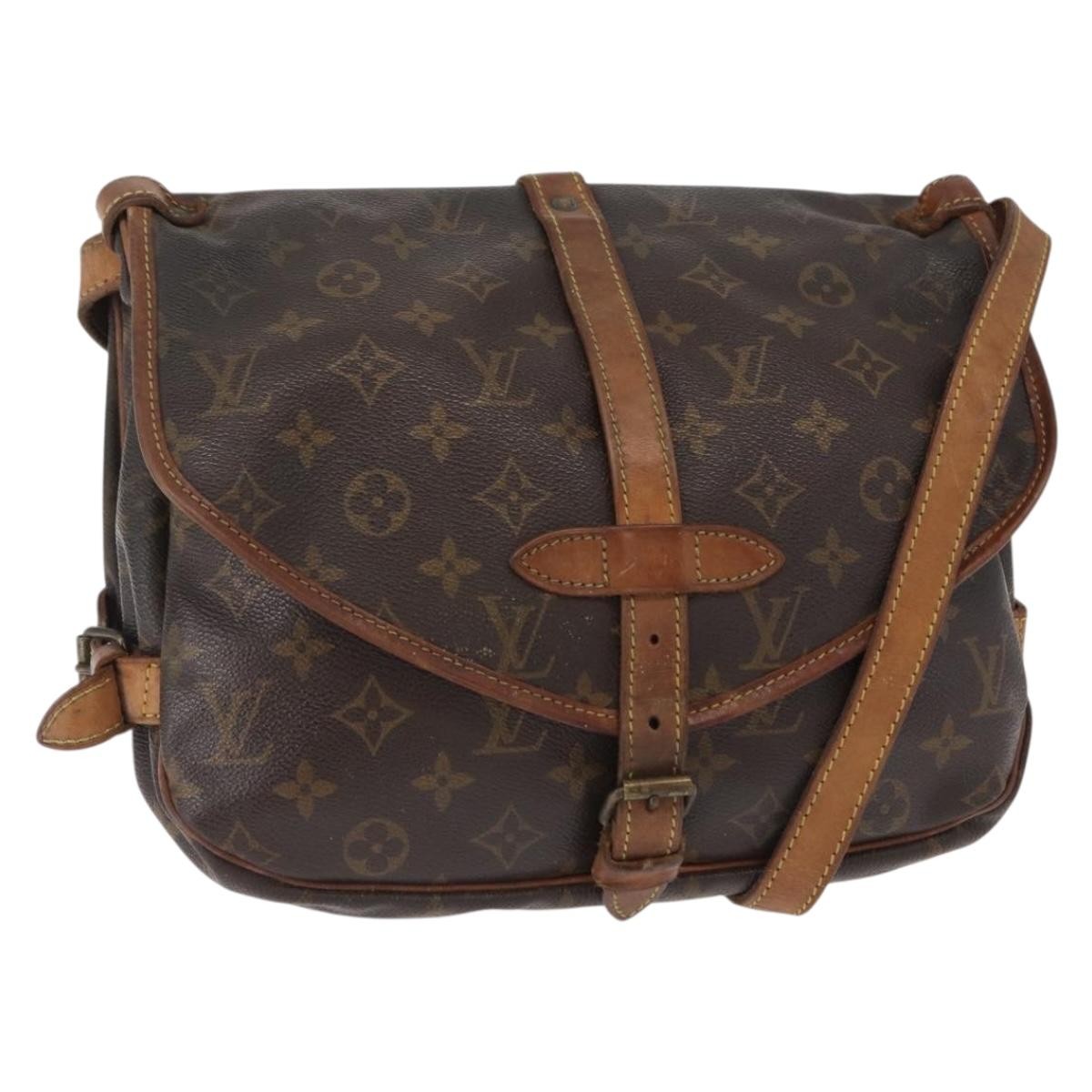 Louis Vuitton Saumur Handbag Monogram Canvas Brown Canvas Shoulder Bag