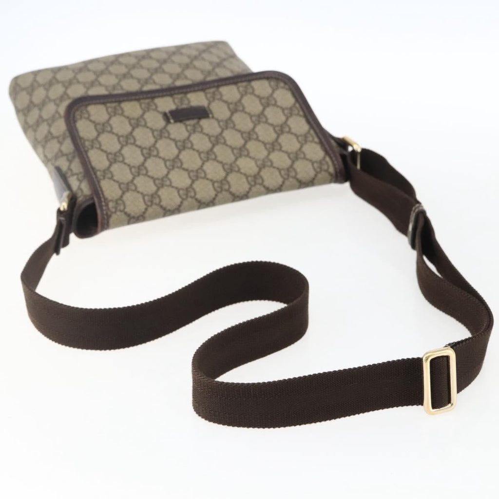 Gucci Flap Messenger Gg Coated Canvas Beige Canvas Shoulder Bag Bag (Pre-Owned)