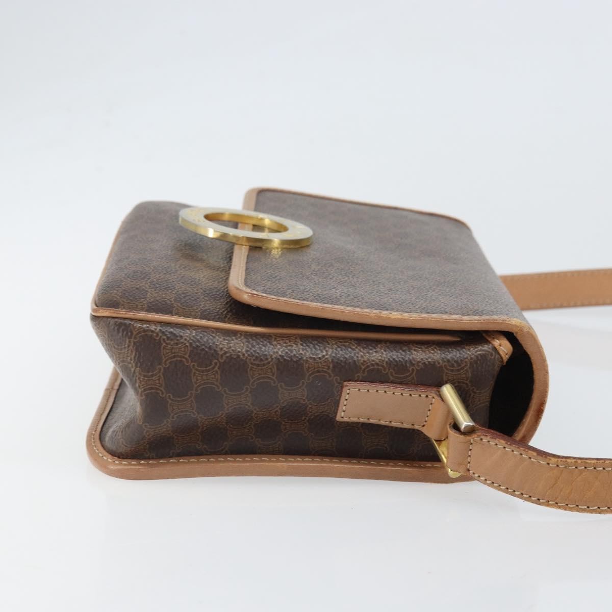Celine Vintage Macadam Circle Logo Shoulder Bag Canvas And Leather Brown Pvc Shoulder Bag Bag