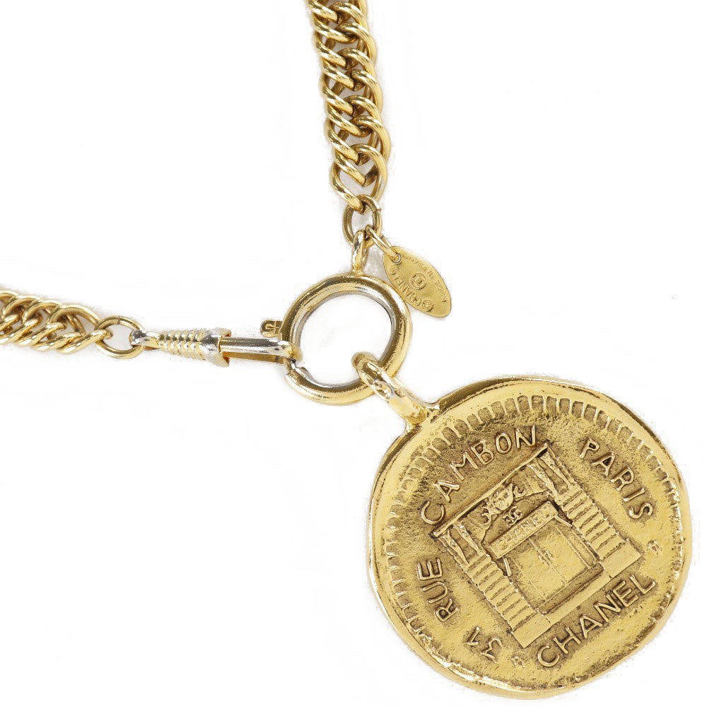 Chanel Vintage 31 Rue Cambon Medallion Pendant Necklace Metal Gold Gold_Plated Necklace Jewelry