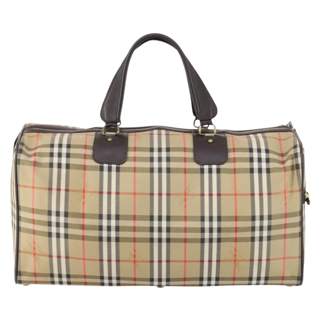 Burberry Vintage Duffle Bag Haymarket Canvas Beige Canvas Travel Bag
