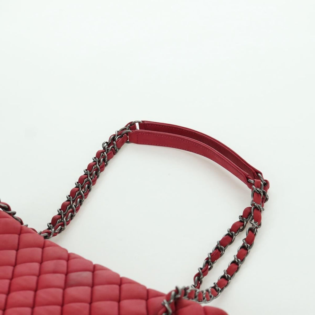 Chanel New Bubble Tote Quilted Calfskin Red Leather Tote Bag Bag