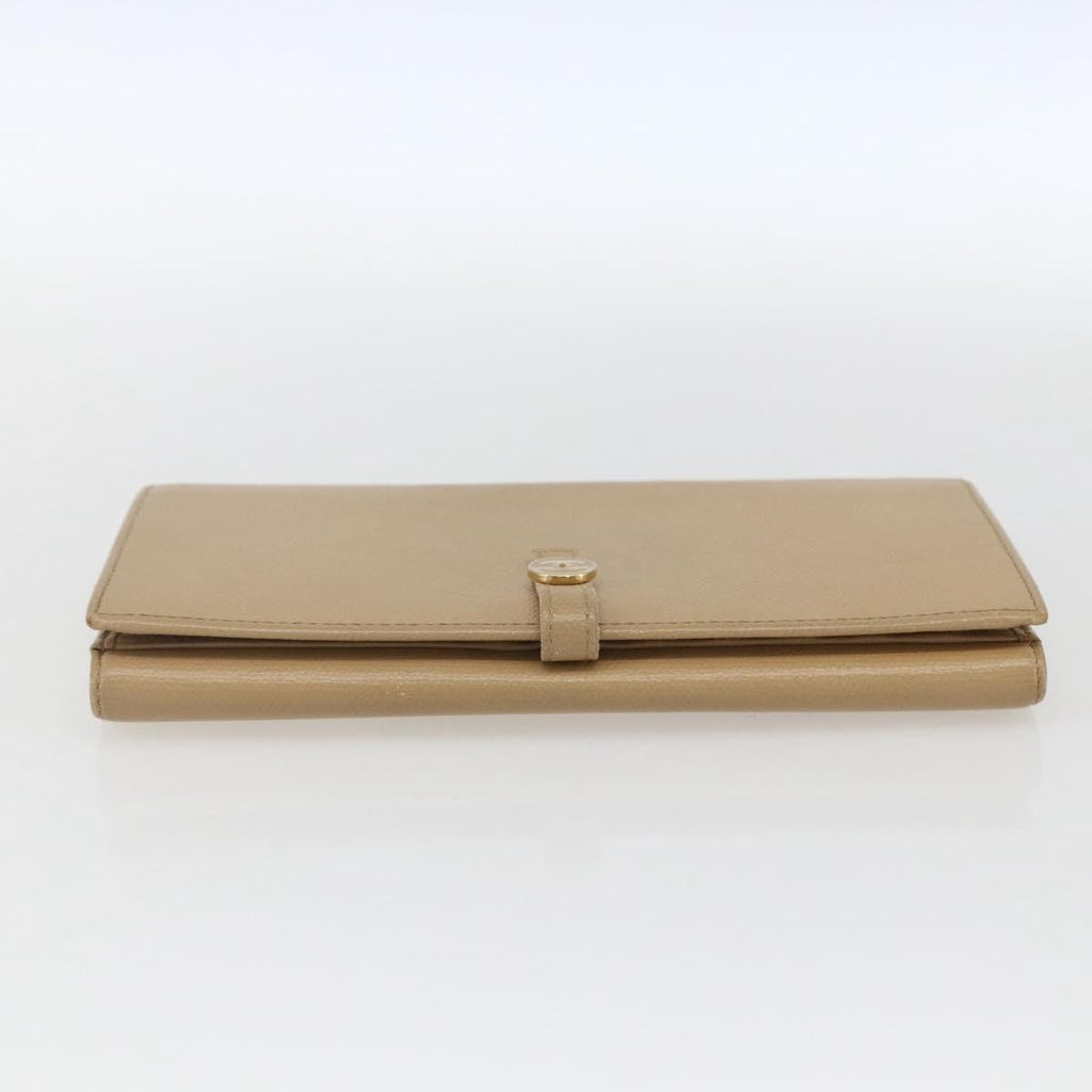 Chanel Coco Bouton Wallet Leather Beige Leather Wallets Accessory