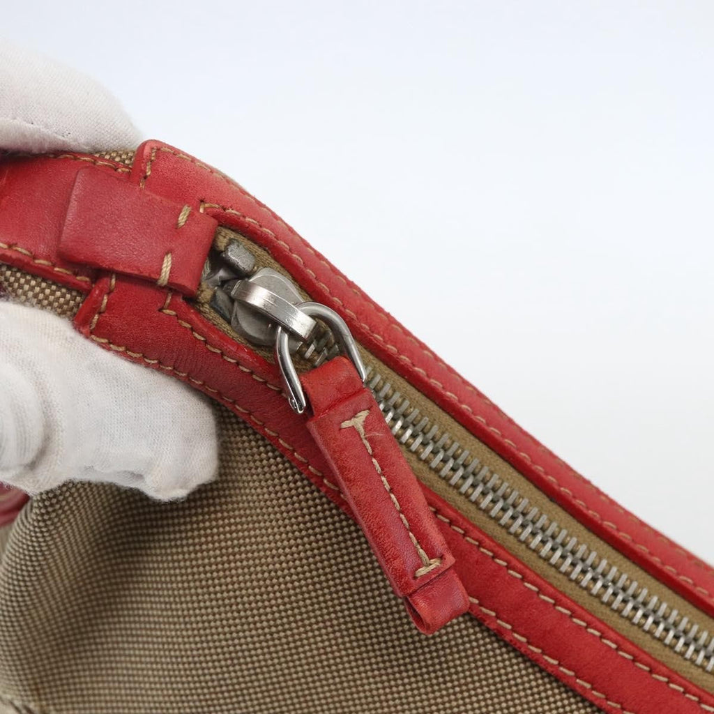 Prada Logo Zip Crossbody Bag Canvas Beige Canvas Shoulder Bag Bag