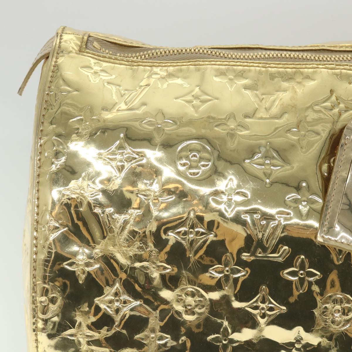 Louis Vuitton Keepall Bag Monogram Miroir Pvc Gold Patent_Leather Travel Bag