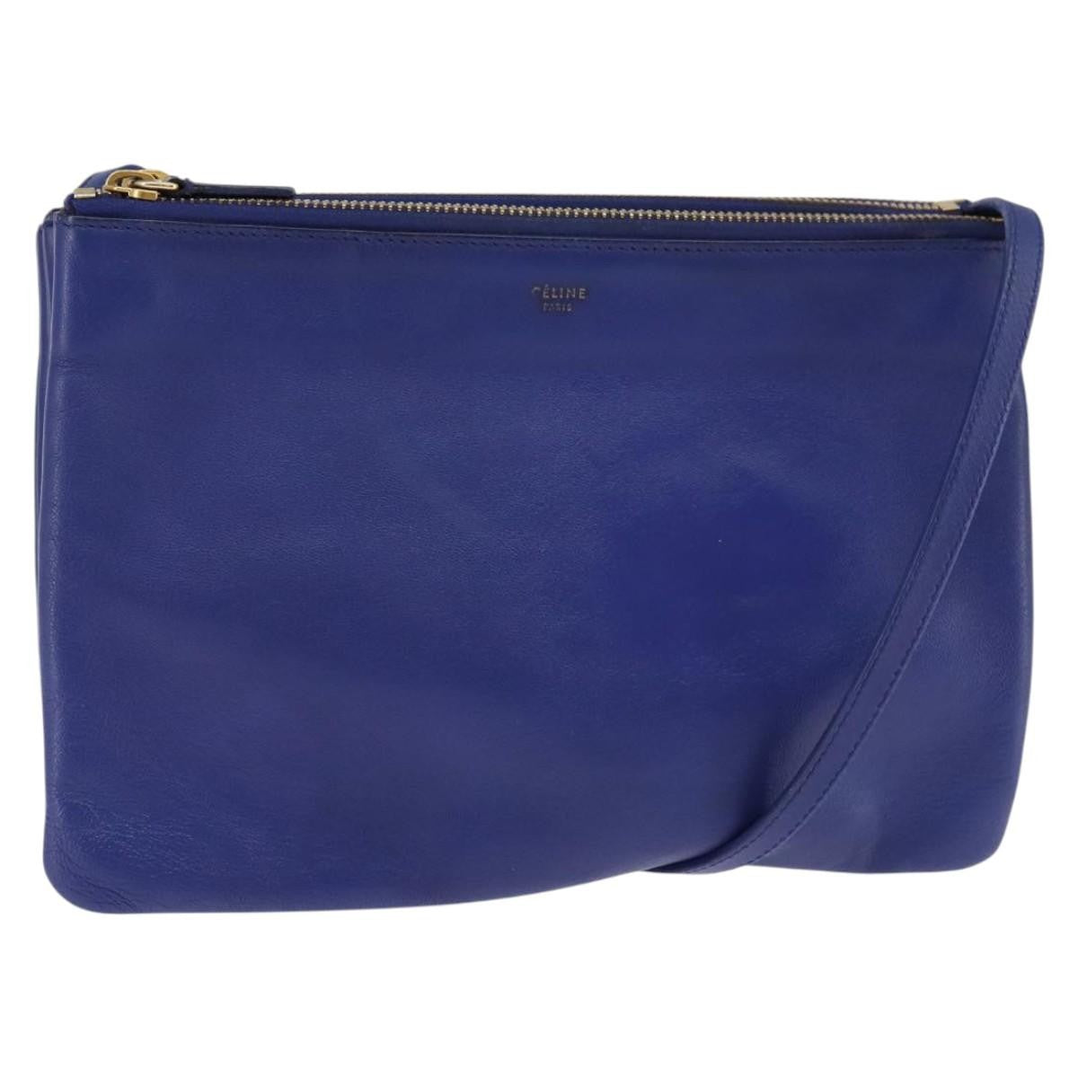 Celine Trio Crossbody Bag Leather Blue Leather Crossbody Bag Bag