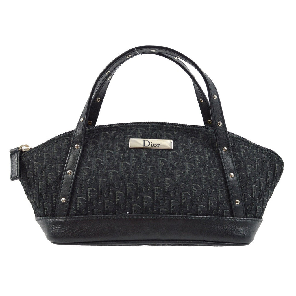 Christian Dior Vintage Trotter Handbag Canvas Black Canvas Handbag (Pre-Owned)