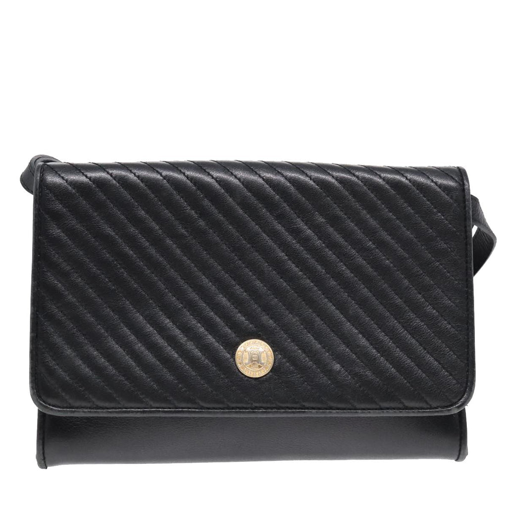 Celine Vintage Shoulder Bag Leather Black Leather Shoulder Bag Bag