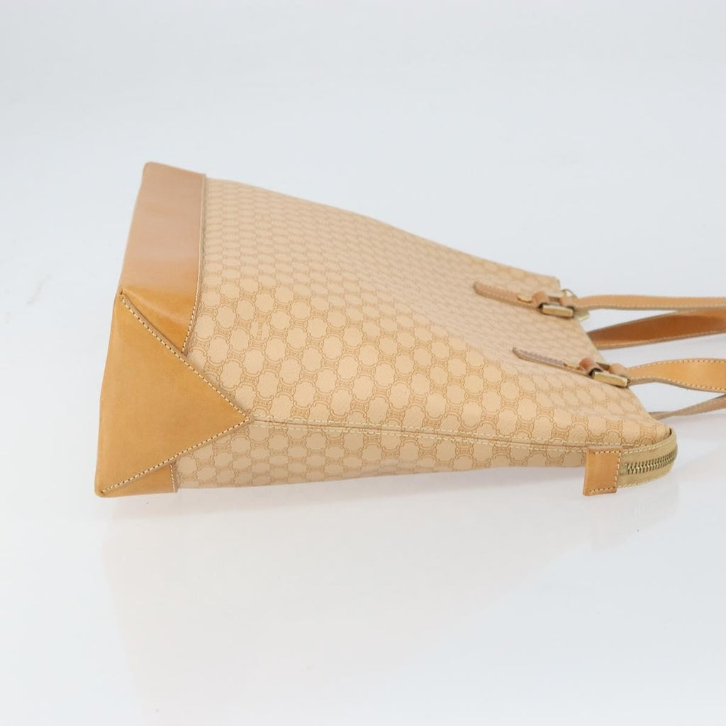 Celine Vintage Macadam Tote Bag Canvas And Leather Beige Canvas Tote Bag Bag