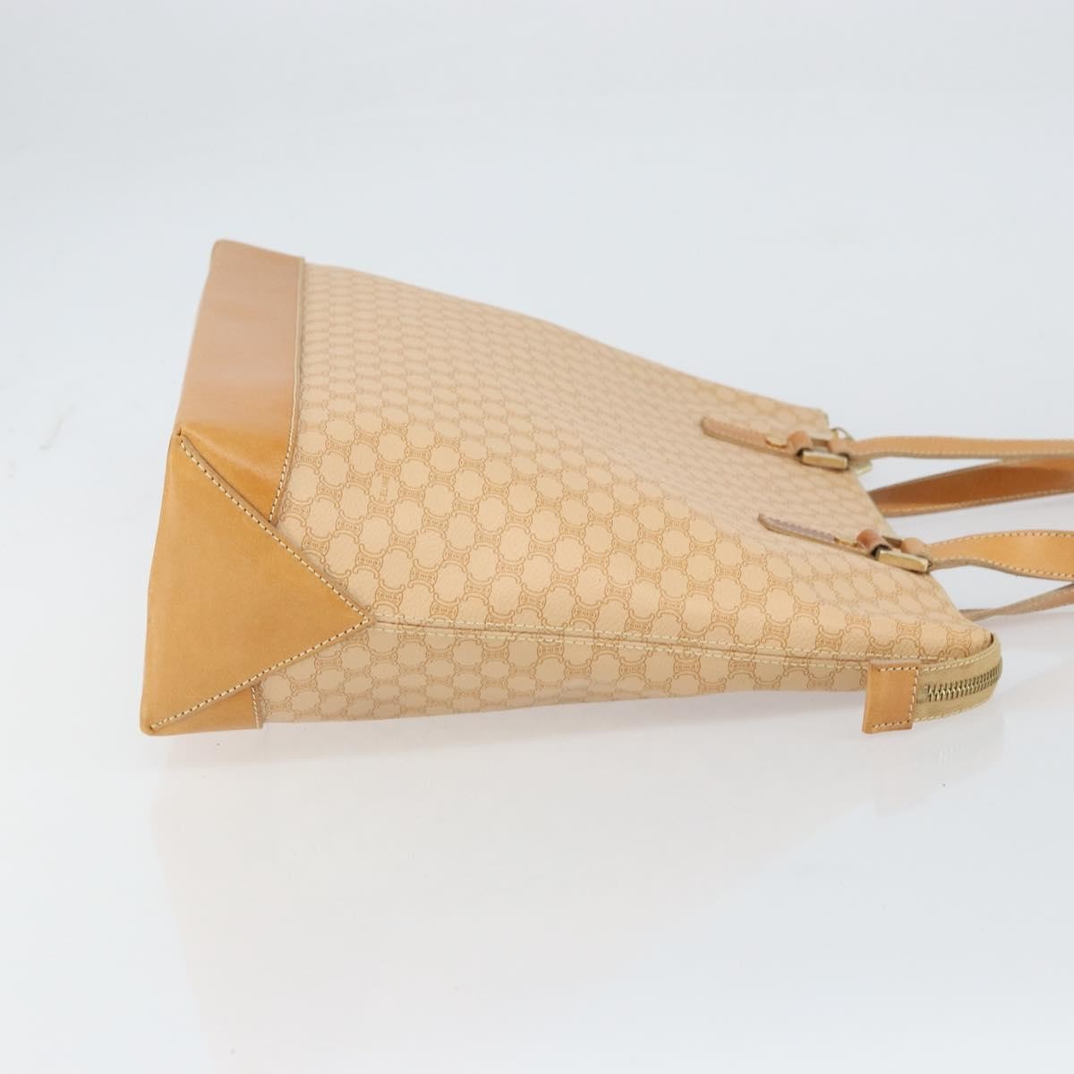 Celine Vintage Macadam Tote Bag Canvas And Leather Beige Canvas Tote Bag Bag