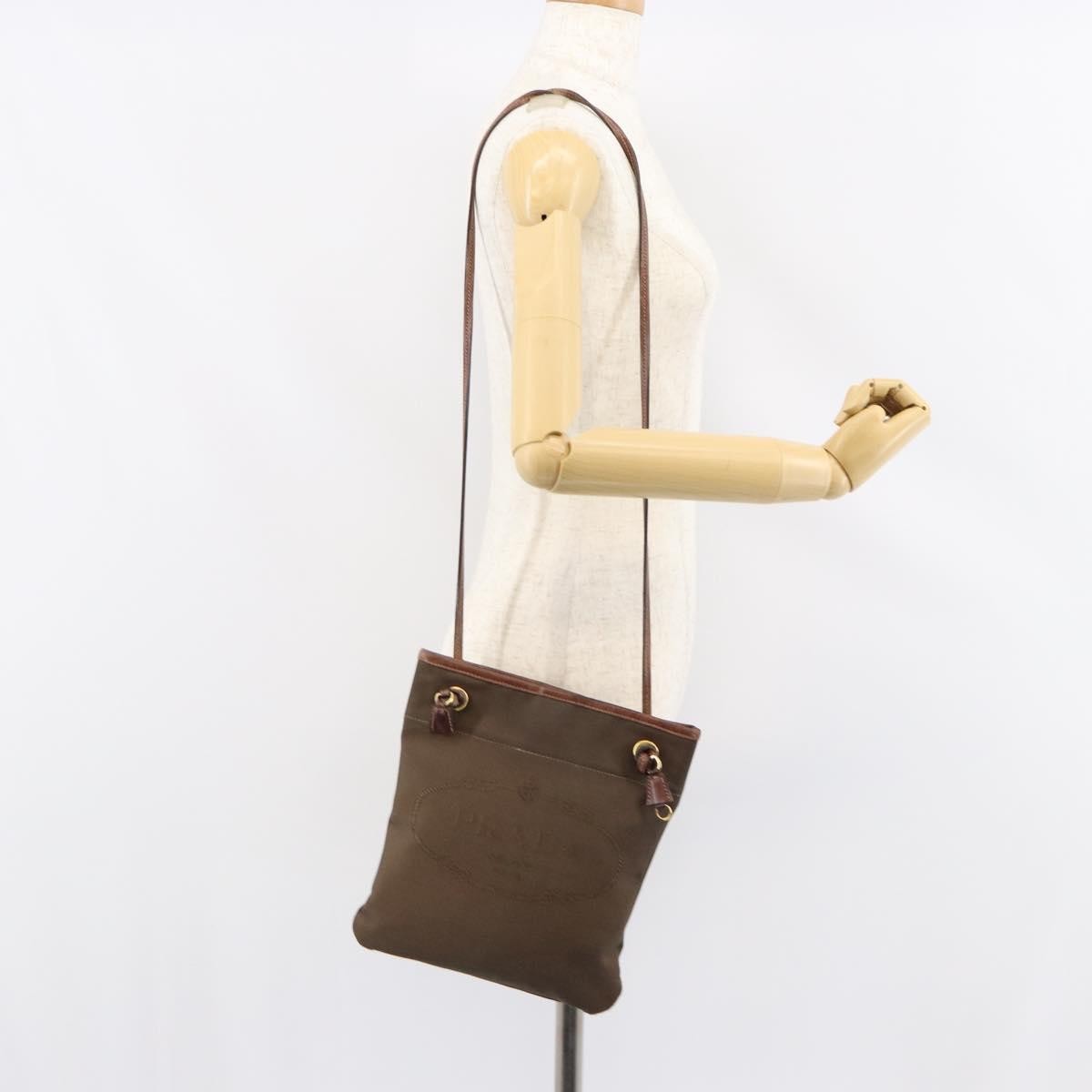 Prada Logo Flat Messenger Canvas Brown Canvas Shoulder Bag Bag