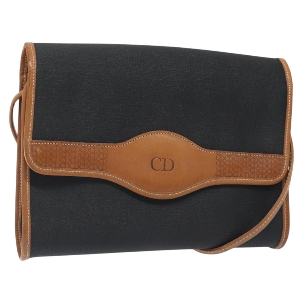 Christian Dior Vintage Cd Flap Shoulder Bag Canvas Black Pvc Shoulder Bag Bag (Pre-Owned)