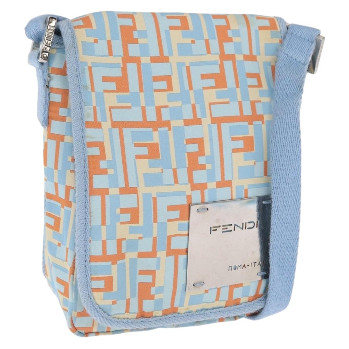 Fendi Logo Zucca Shoulder Bag Zucca Blue Canvas Shoulder Bag Bag