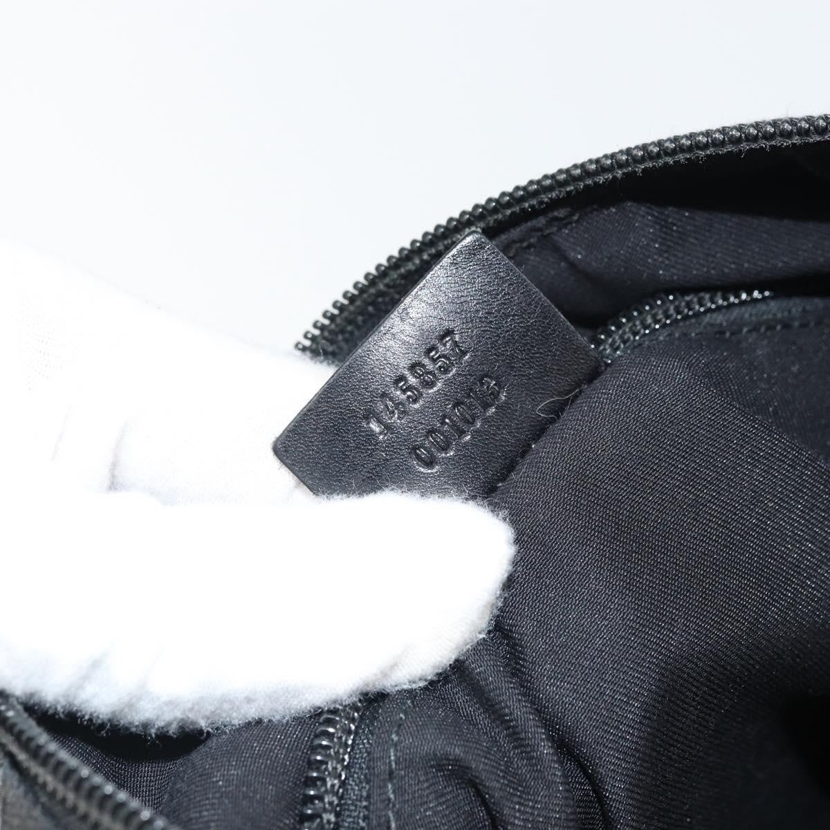 Gucci Zip Messenger Bag Gg Canvas With Perforated Leather Black Canvas Shoulder Bag Bag (Pre-Owned)
