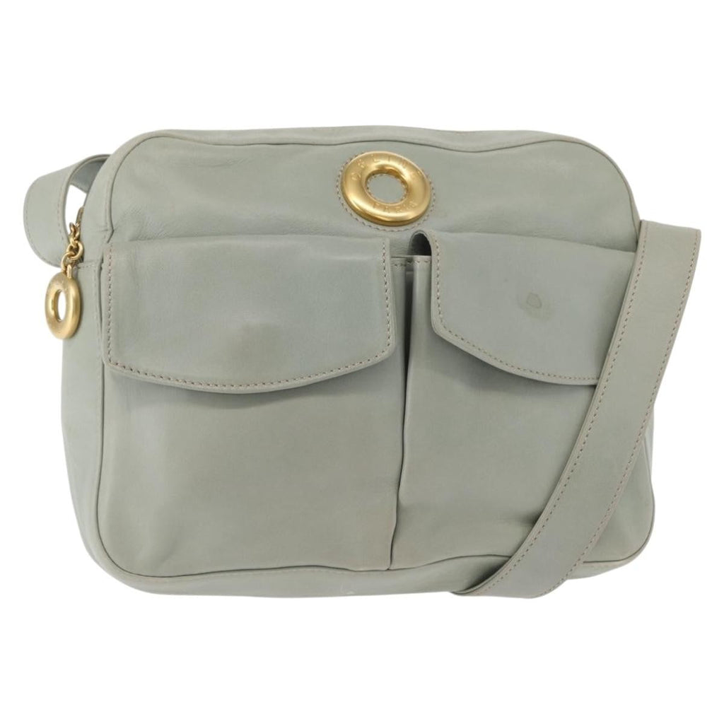 Celine Circle Logo Leather Green Leather Shoulder Bag Bag