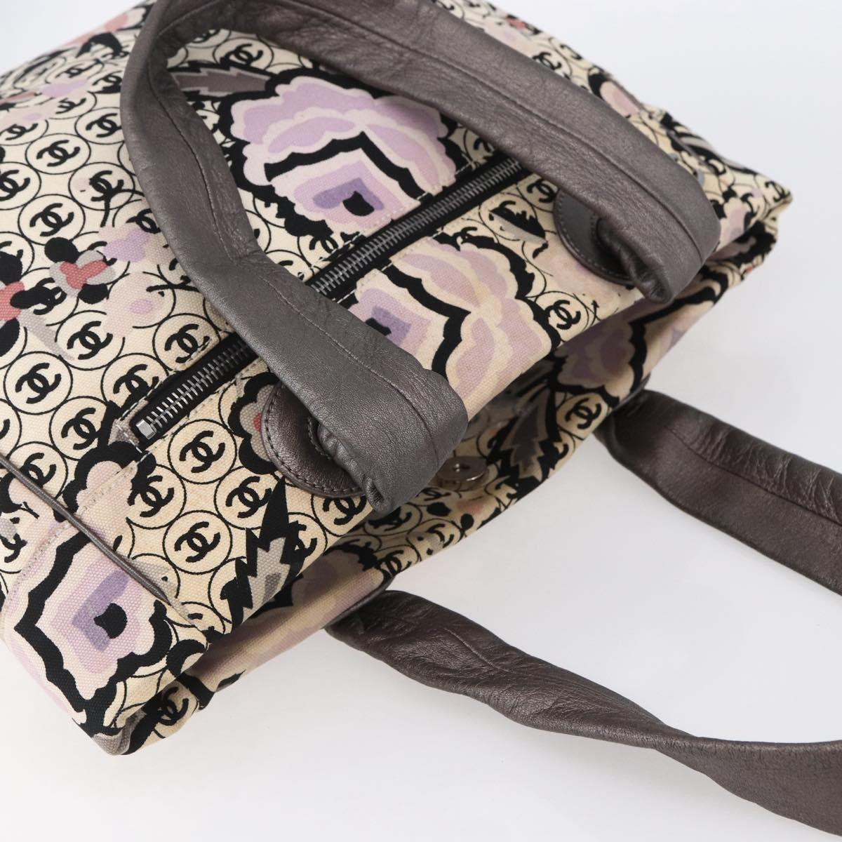 Chanel Vintage Floral Tote Canvas Beige Canvas Tote Bag Bag