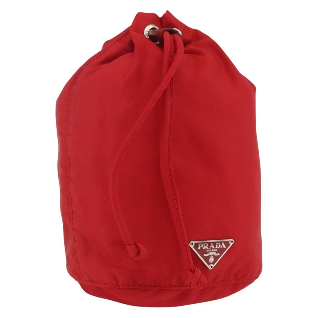 Prada Drawstring Wristlet Bucket Bag Tessuto Red Nylon Clutche & Pouche Bag