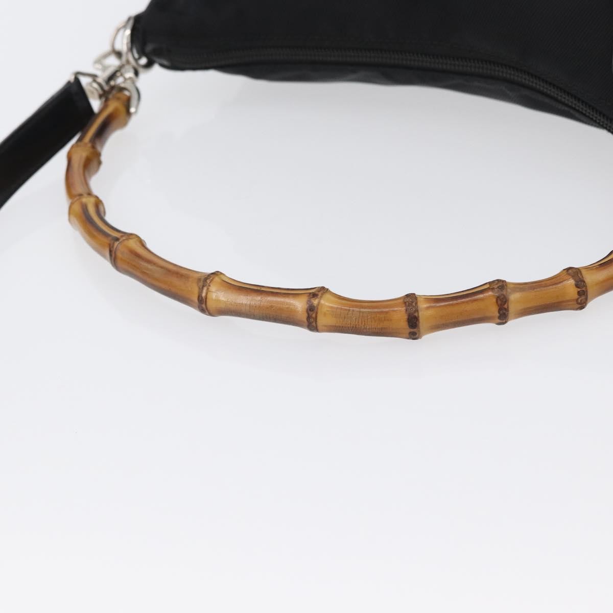 Gucci Vintage Bamboo Shoulder Bag Nylon Black Nylon Shoulder Bag Bag (Pre-Owned)