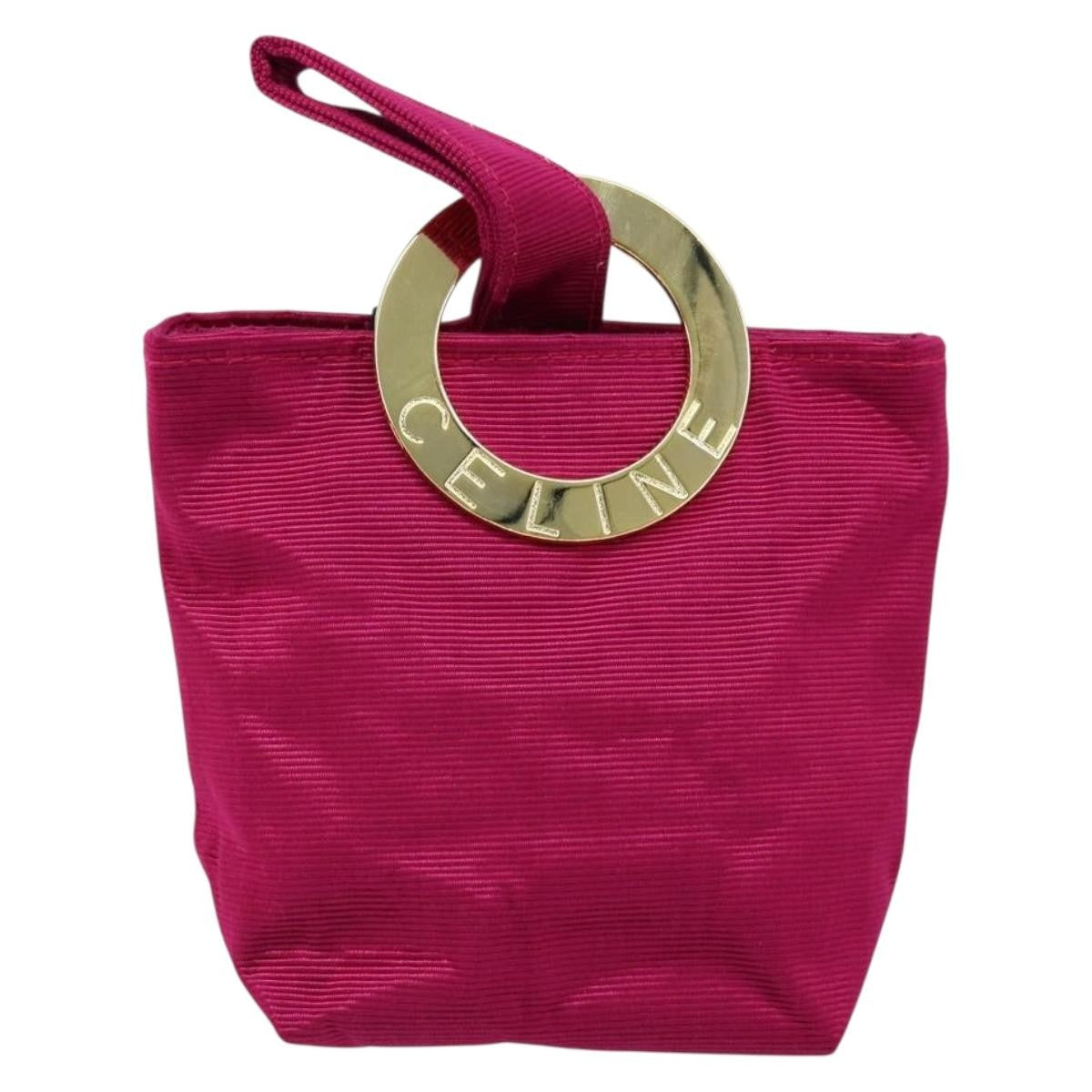 Celine Circle Logo Pouch Canvas Pink Canvas Clutche & Pouche Bag
