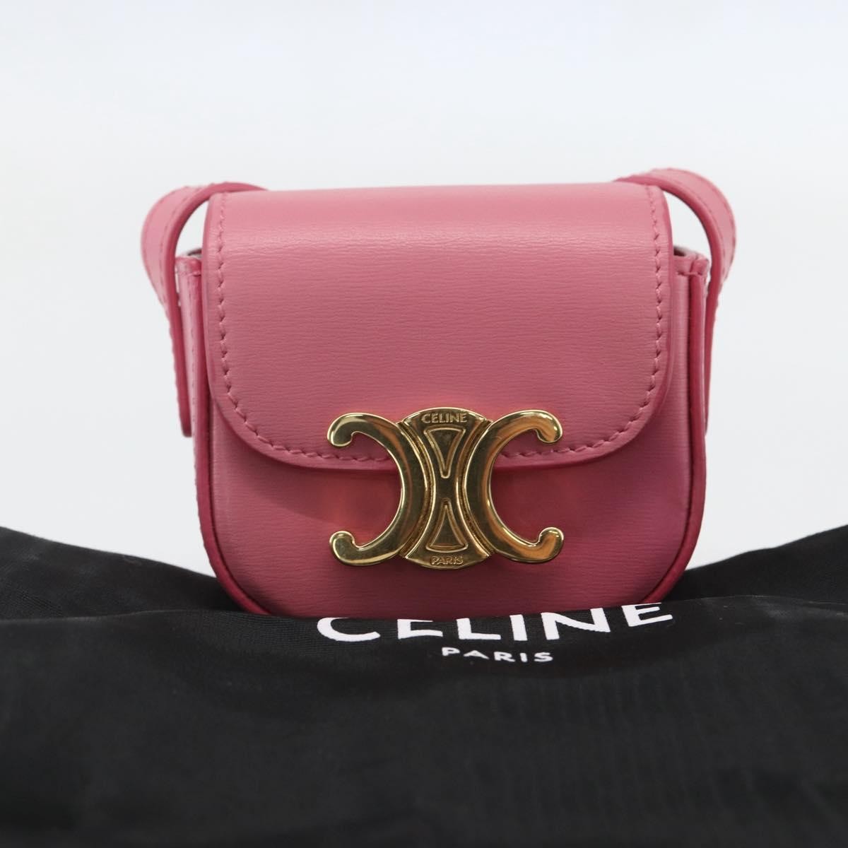 Celine Triomphe Shoulder Bag Smooth Calfskin Pink Leather Shoulder Bag Bag