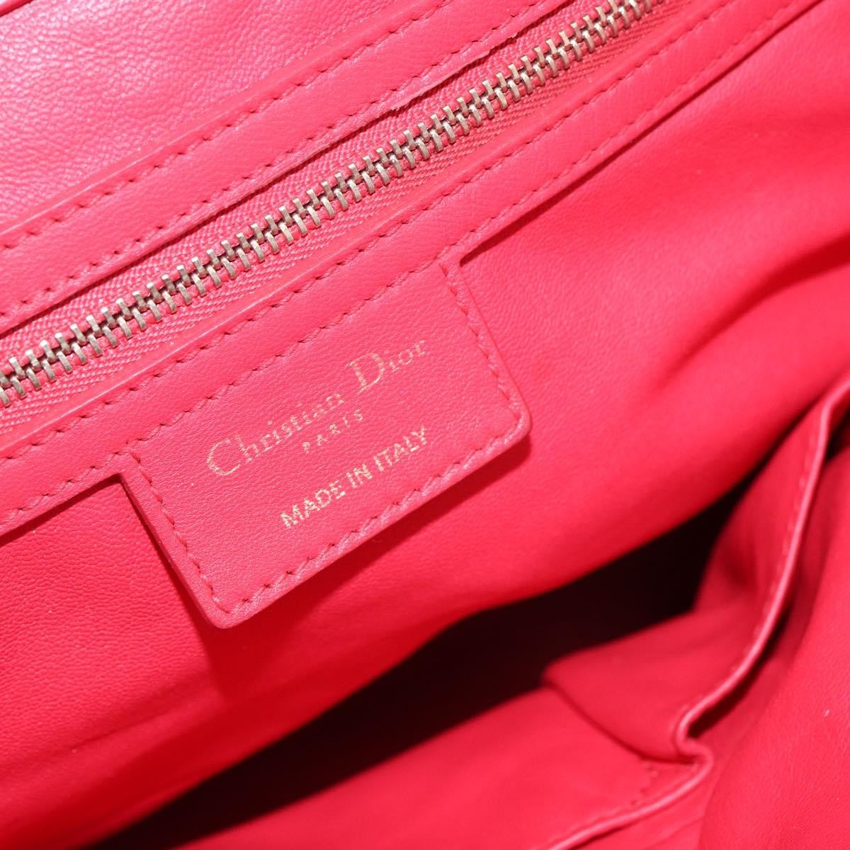 Christian Dior Delices Tote Cannage Quilt Leather Red Leather Tote Bag Bag (Pre-Owned)