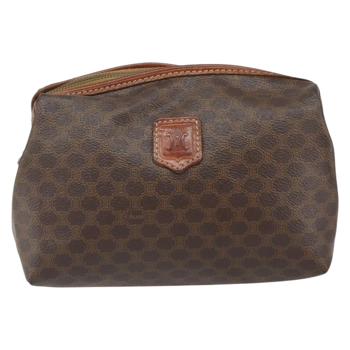 Celine Macadam Pochette Canvas And Leather Brown Canvas Clutche & Pouche Bag