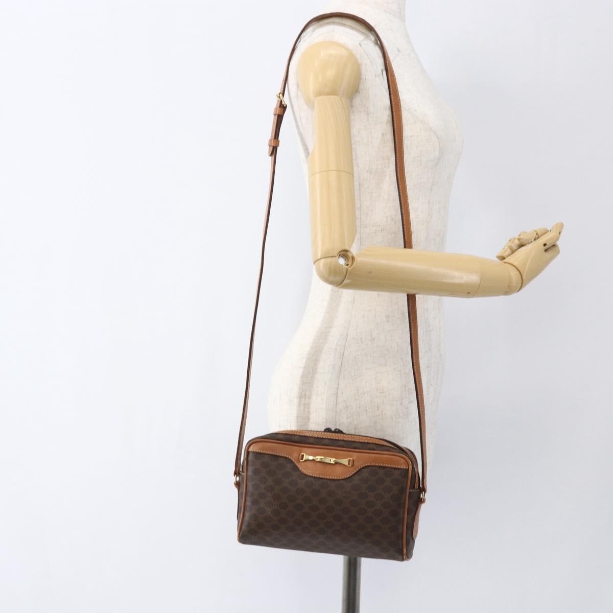 Celine Vintage Macadam Shoulder Bag Canvas And Leather Brown Canvas Shoulder Bag Bag
