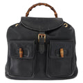 Gucci Vintage Bamboo Backpack Leather Black Leather Backpack Bag (Pre-Owned)