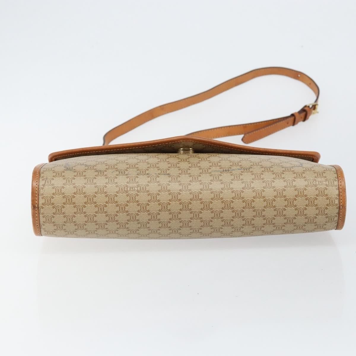 Celine Vintage Macadam Shoulder Bag Canvas And Leather Beige Canvas Shoulder Bag Bag