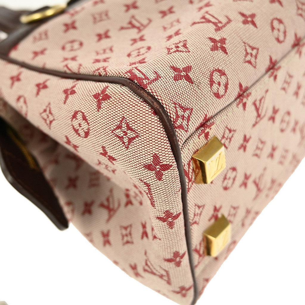 Louis Vuitton Josephine Handbag Mini Lin Burgundy Canvas Handbag