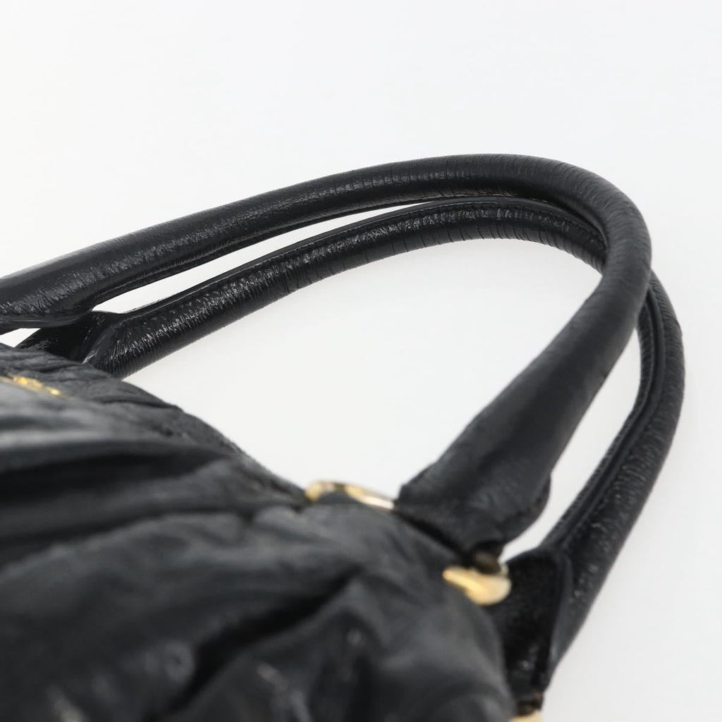 Prada Waves Hobo Leather And Tessuto Black Leather Handbag